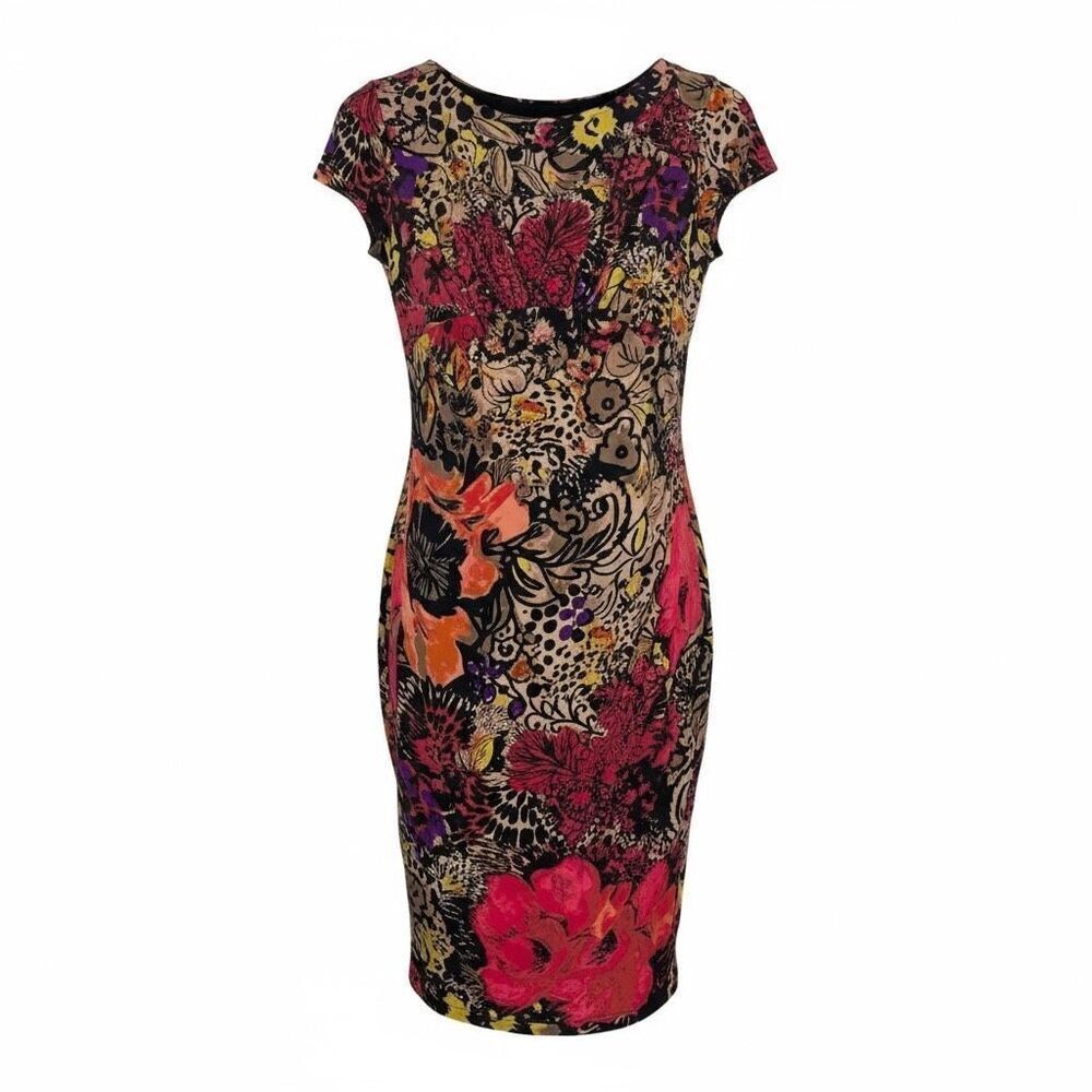Jones New York Vibrant Print Slim Fit Stretch Sheath Dress Multicolor Size 4